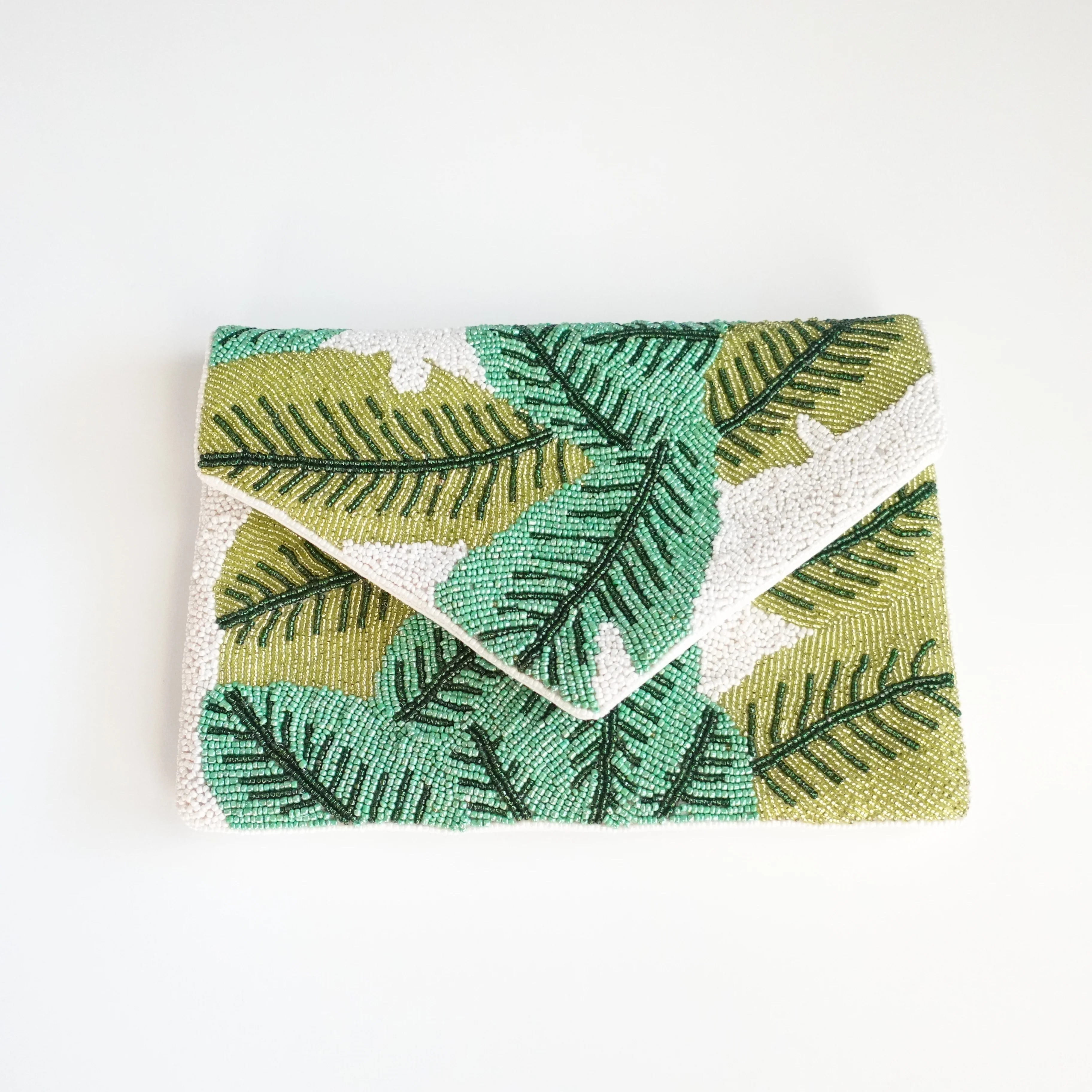 Tropical Beaded Leaf Purse