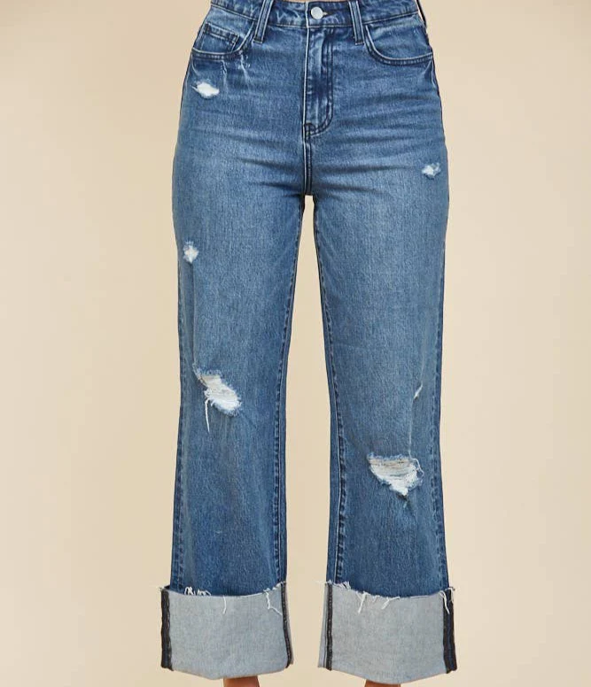 Straight Leg Cuffed Jean