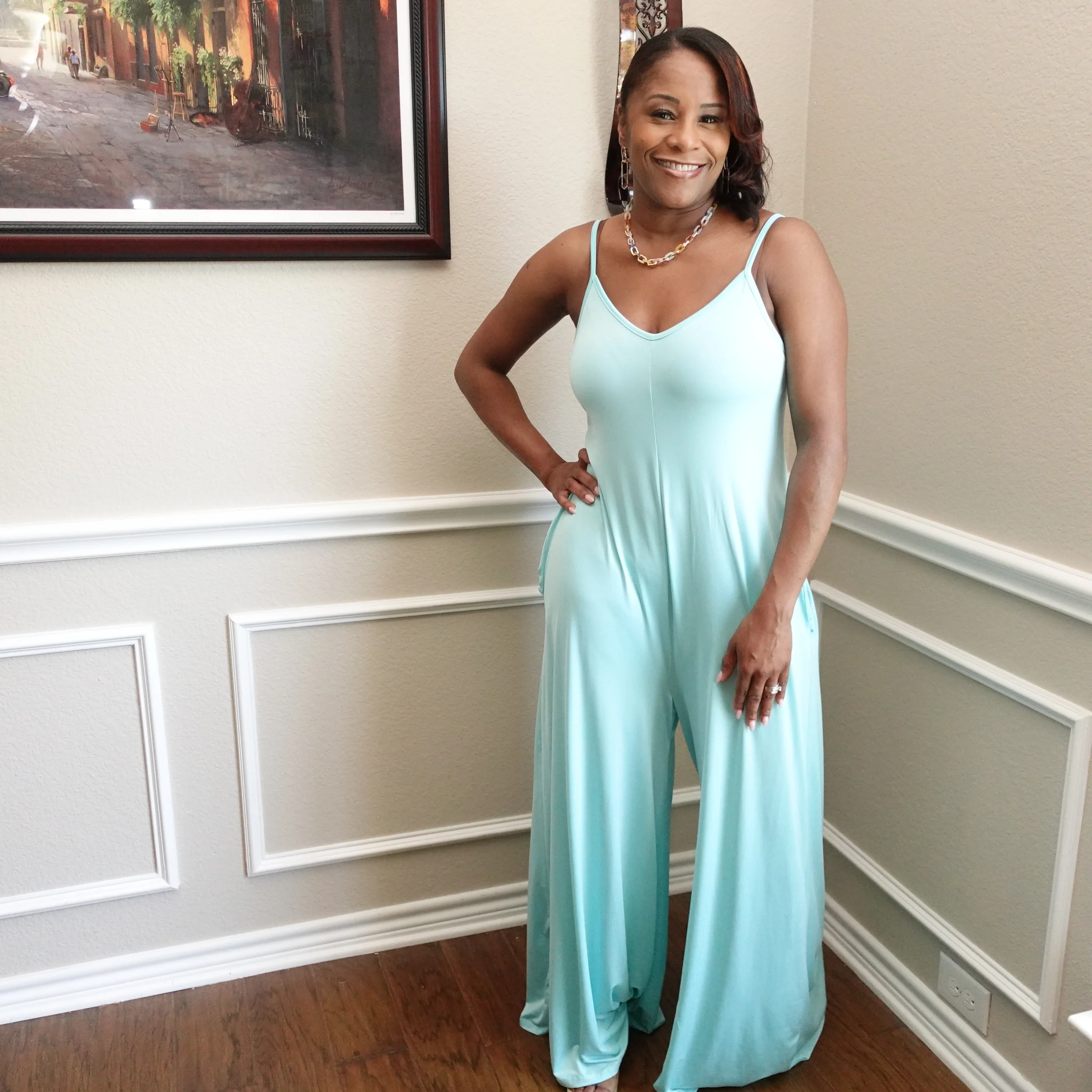 Spaghetti Strap Wide Leg Jumpsuit