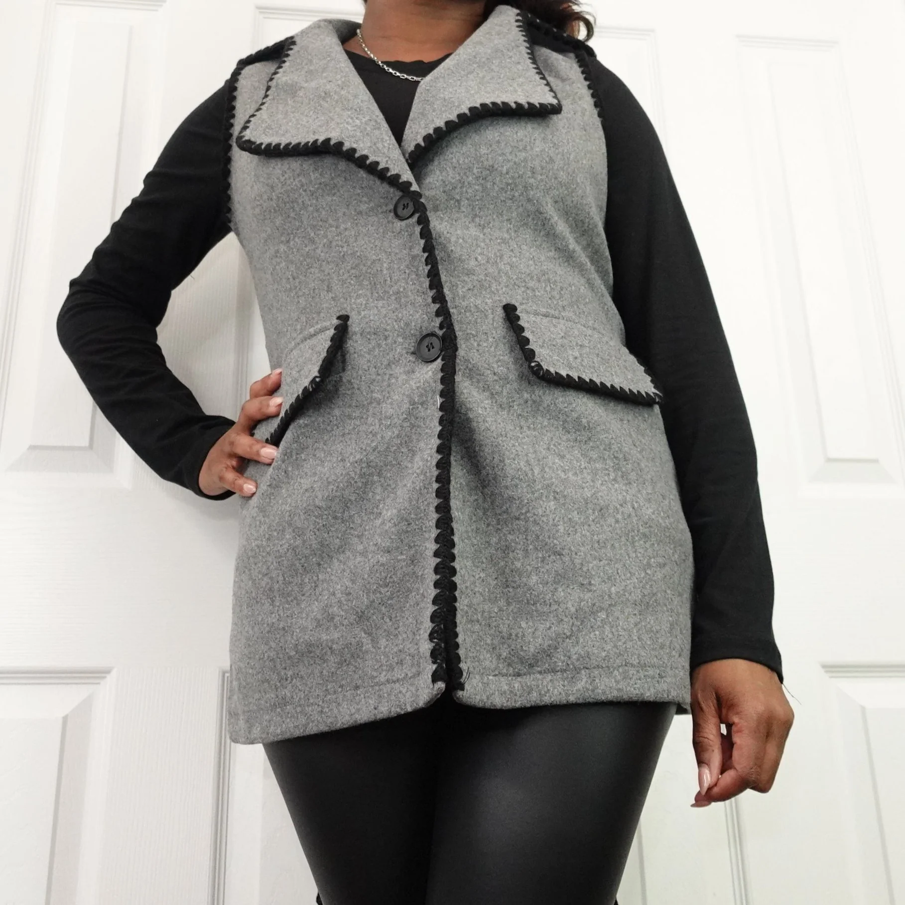 Color Block Button Vest