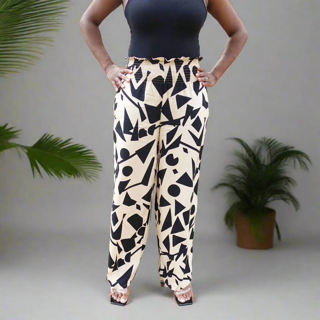 Printed Loose Pant/ Black and Tan