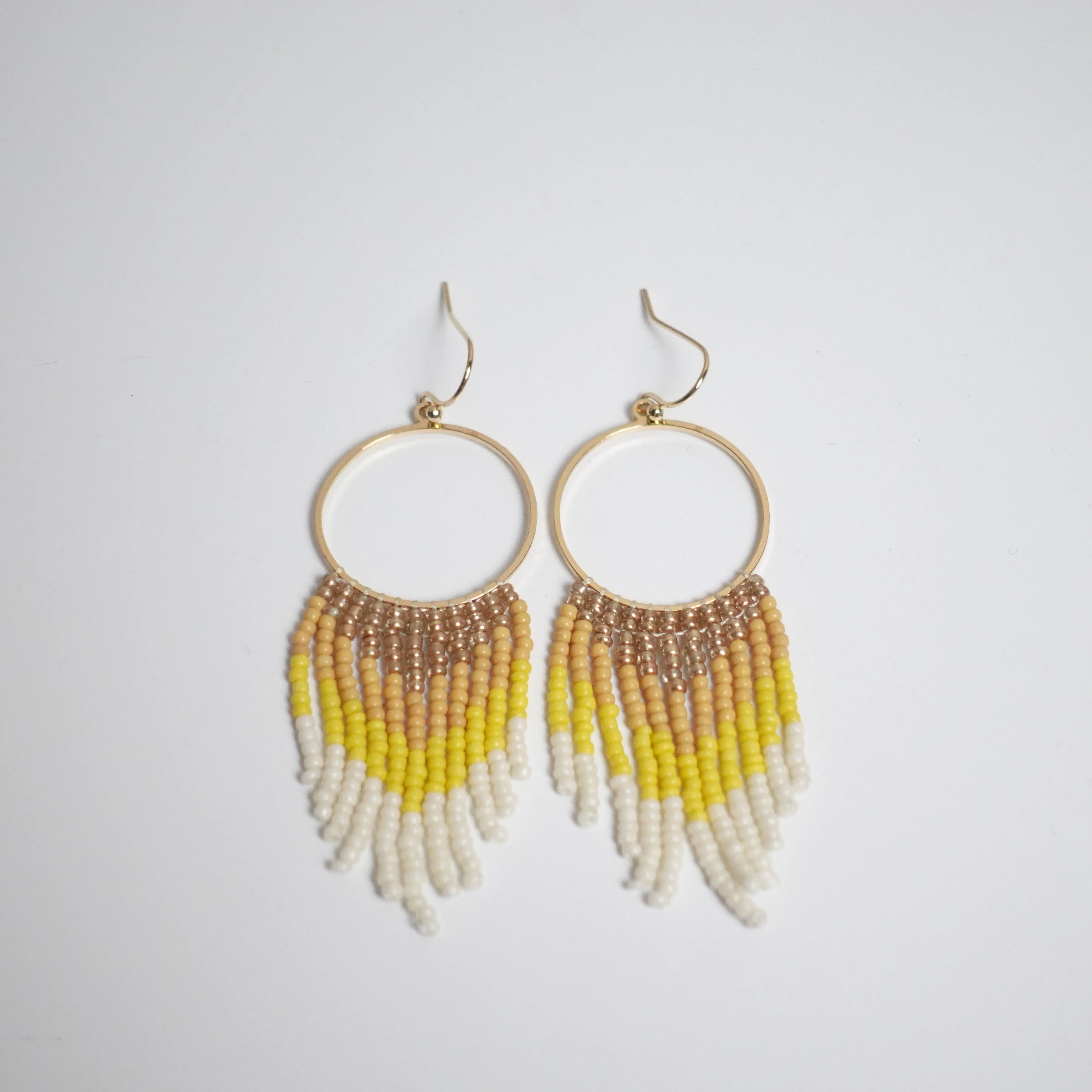 Circle Beaded Fringe Drop Earrings