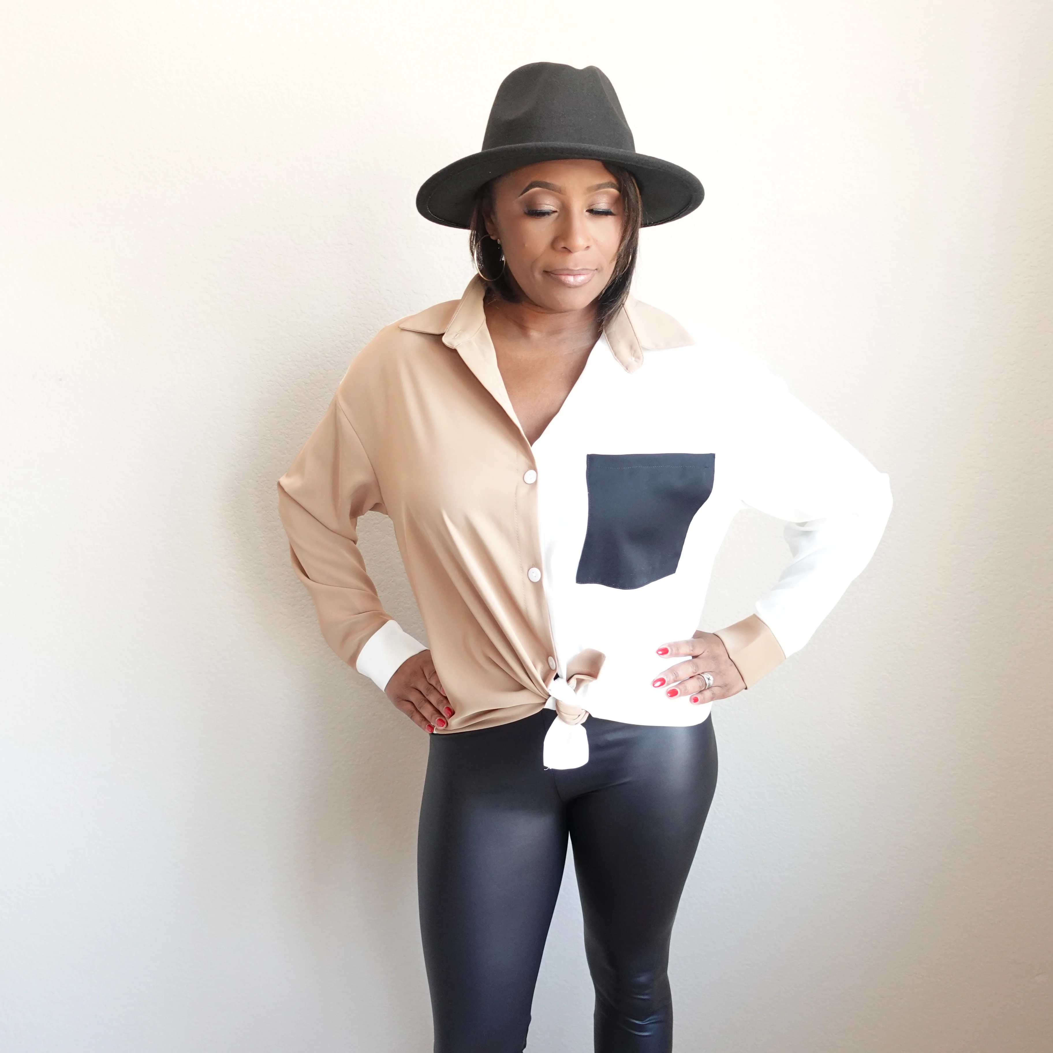 Two Tone Button Up Top