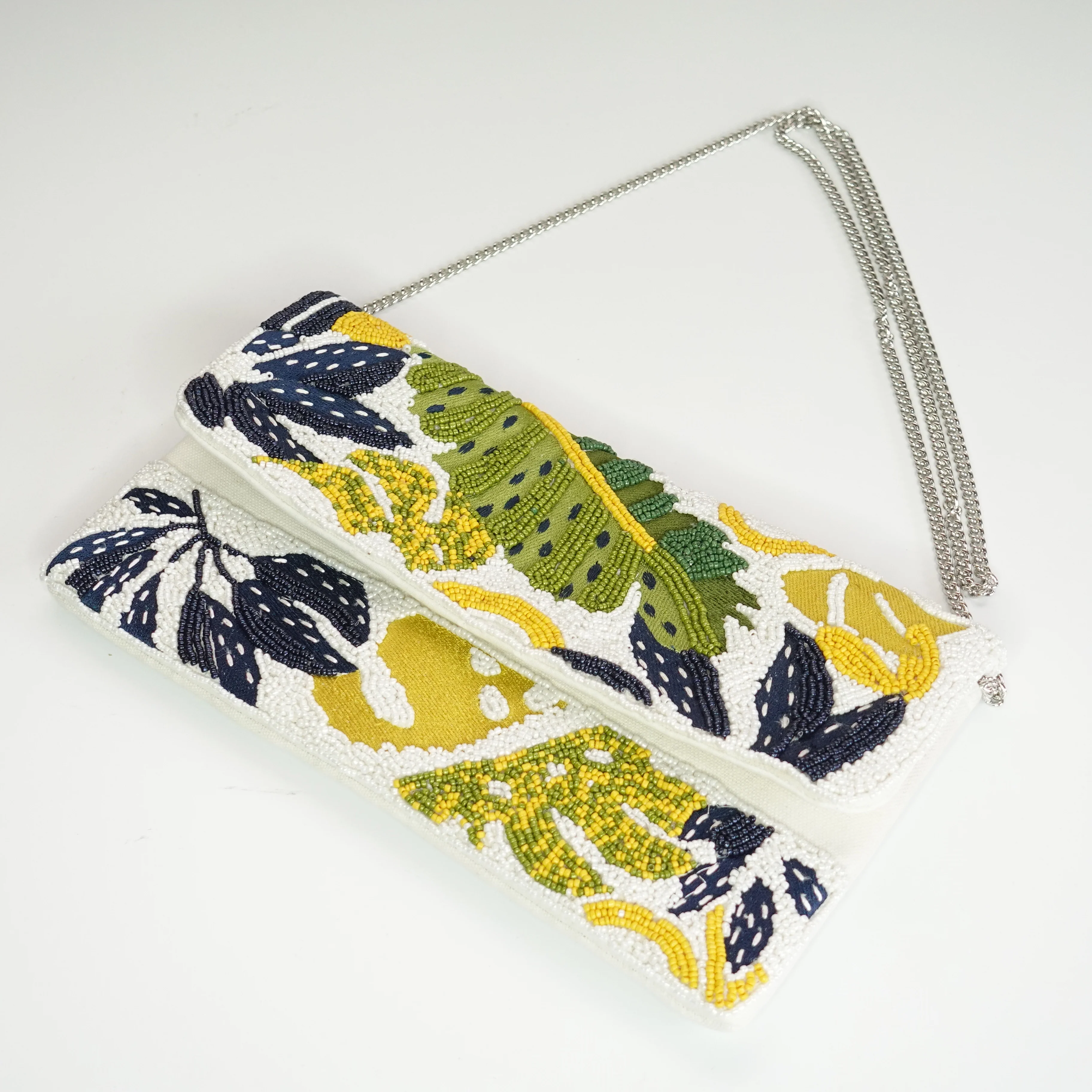 Palm Leaves Beaded Handbag