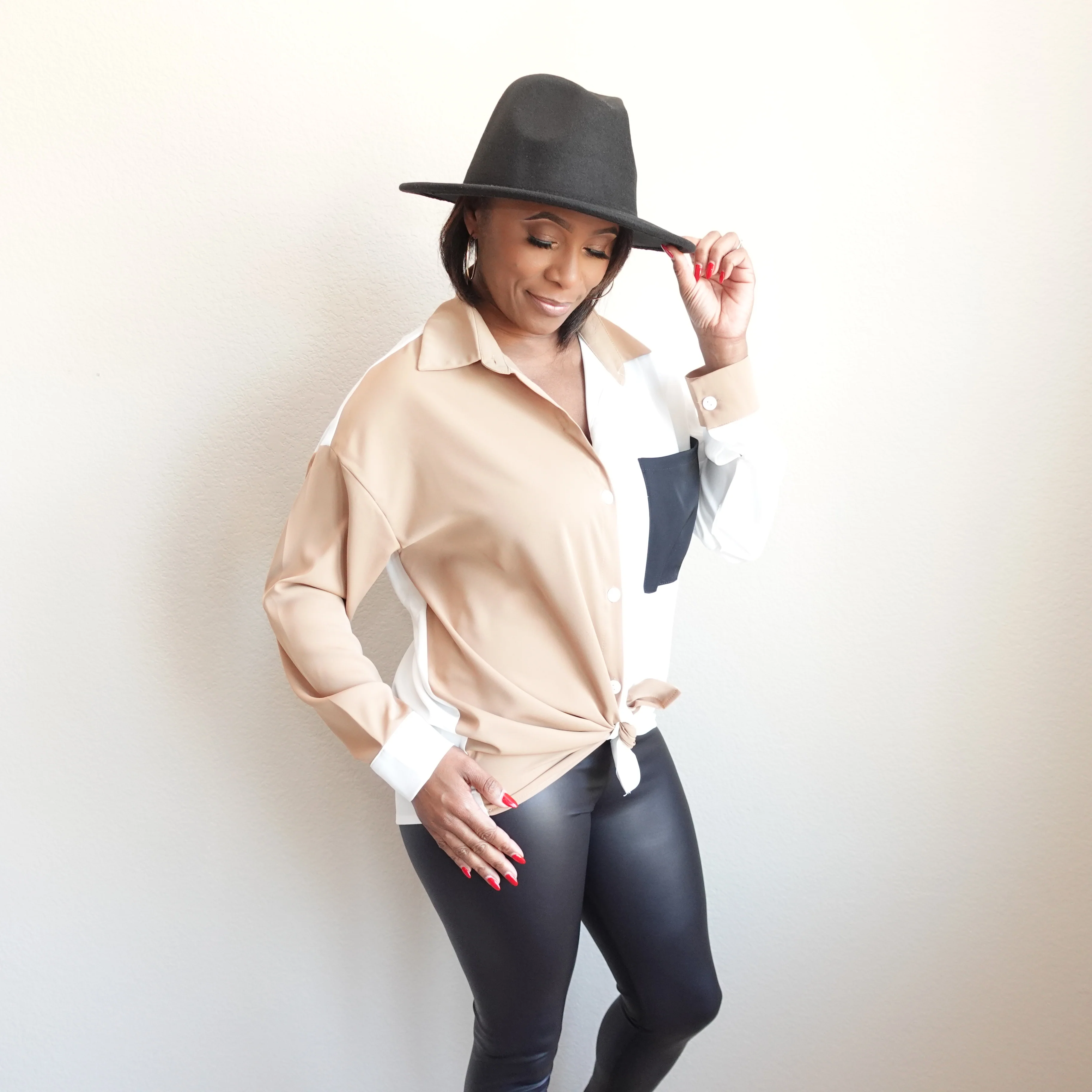 Two Tone Button Up Top